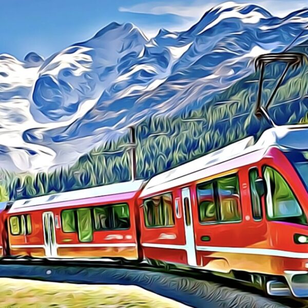 Red Train Bernina Alp Grüm 1 November